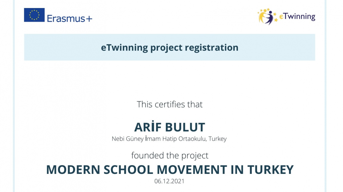 'Türkiye'de Modern Okul Hareketi' adlı eTwinning projemiz başladı.