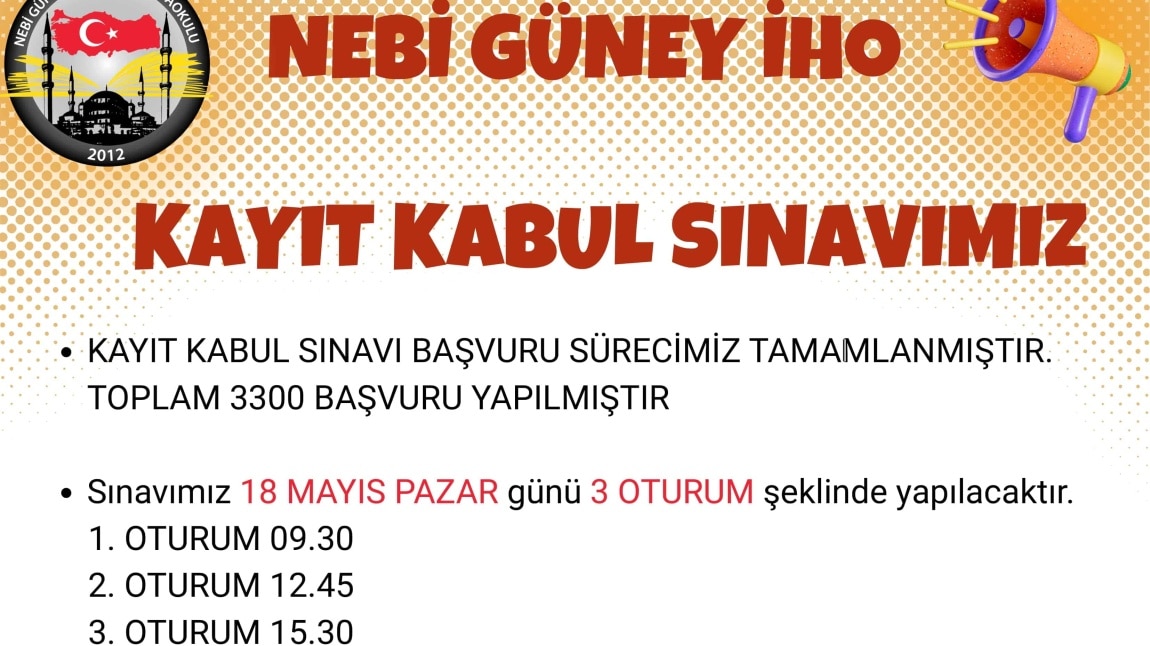 Kayıt Kabul Sınavı başvuru süreci tamamlanmıştır.
